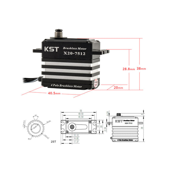 KST X20-7512 Brushless High Power Servo 82Kgf.cm 0.11sec