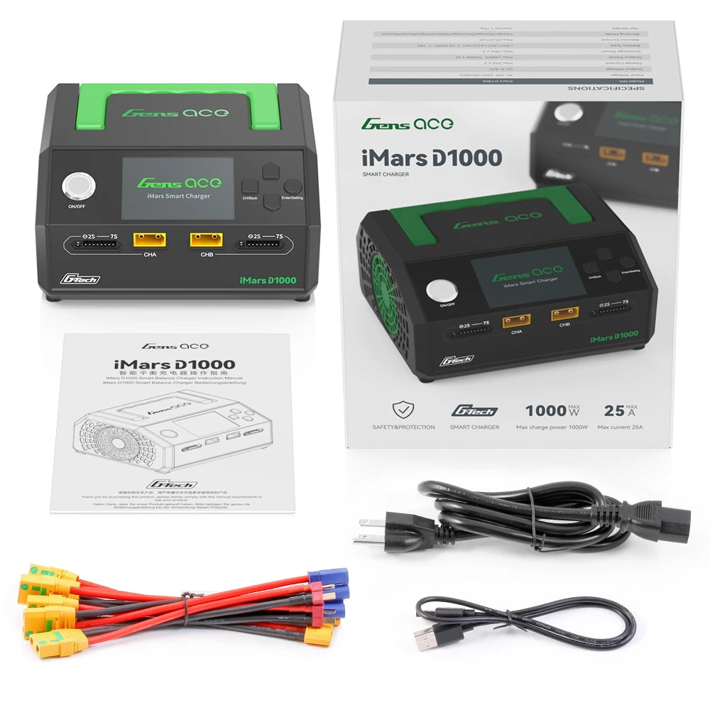 Gens ace iMars D1000 Dual Channel AC 1000W G-Tech Smart Charger