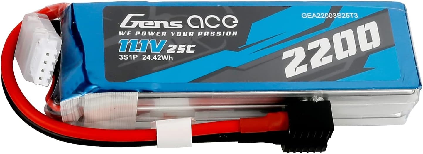 Gens Ace G-Tech 2200mAh 11.1V 3S1P 25C Lipo Battery Pack With EC3, Deans And XT60 Adapter