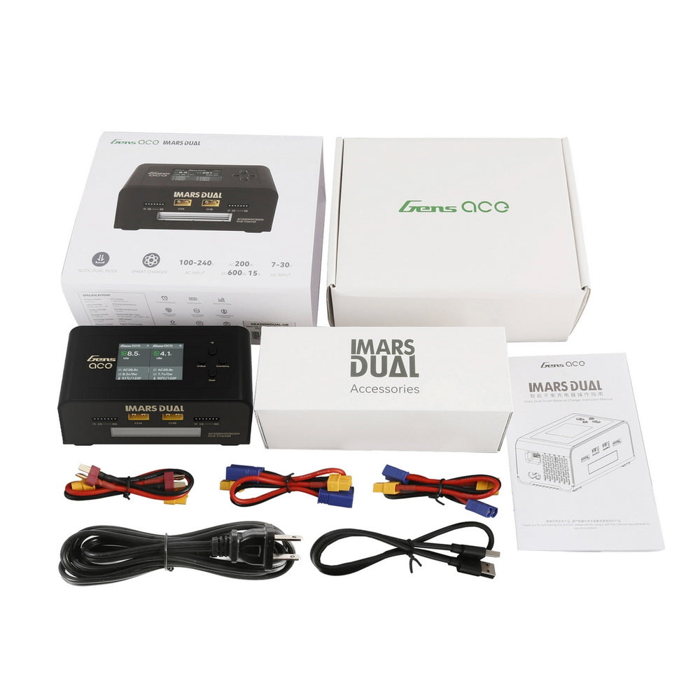 GensAce Imars Dual Channel AC200W/DC300W Balance Charger
