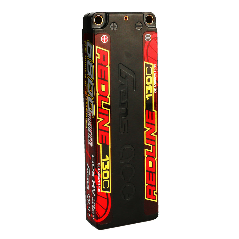 Gens Ace Redline Series 5800mAh 7.6V 130C 2S1P HardCase 56# HV Lipo Battery With 5.0mm Bullet