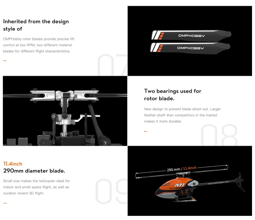 OMPHobby M1 Dual Brushless Direct-Drive Motor Helicopter RTF Combo