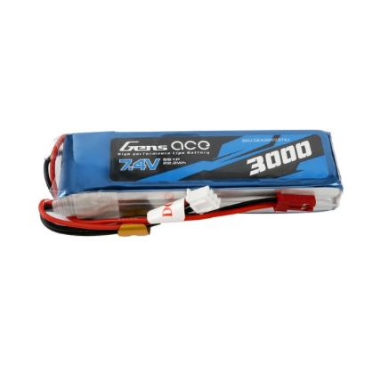 Gens Ace 3000mAh 7.4V 2S1P TX Lipo Battery Pack With JST Plug