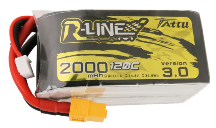 Tattu R-Line Version 3.0 2000mAh 14.8V 120C 4S1P Lipo Battery Pack with XT60 Plug