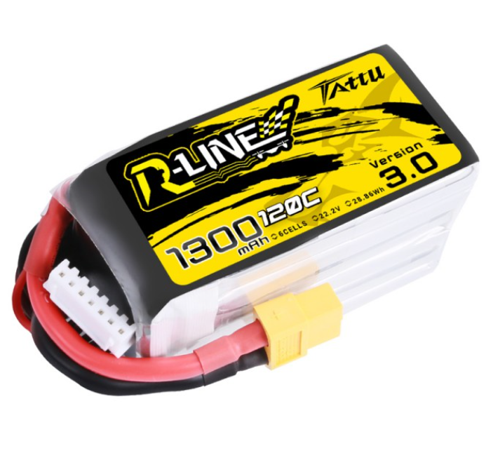 Tattu R-Line Version 3.0 1300mAh 22.2V 120C 6S1P Lipo Battery Pack with XT60 Plug
