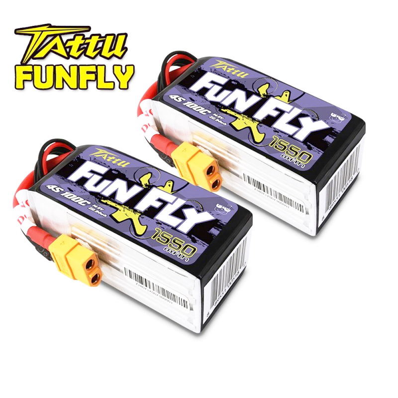 Tattu FunFly 1550mAh 100C 14.8V 4S1P lipo battery pack with XT60 Plug for Practice
