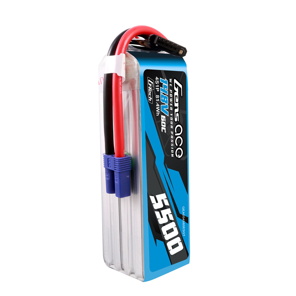 Gens ace 5500mAh 4s 60 14.8VC G-Tech Lipo Battery Pack with EC5 Plug