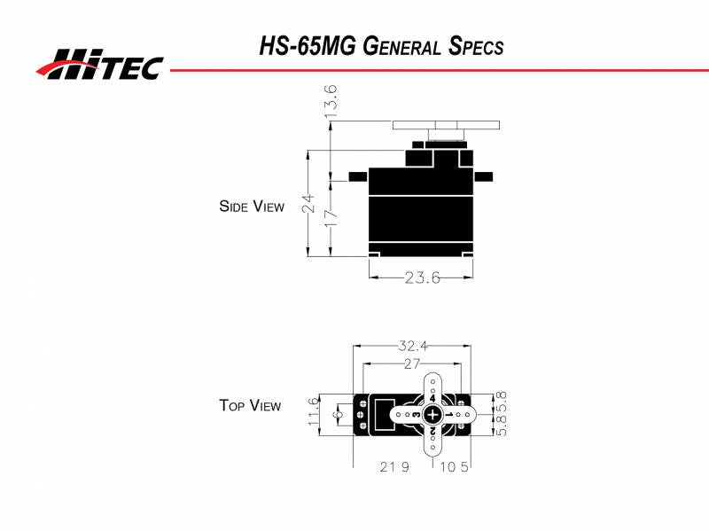 Hitec HS-65MG Mighty Metal Gear Feather Servo