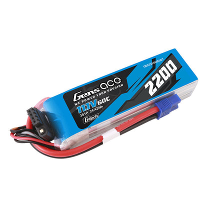 Gens Ace 2200mAh 3S 11.1V 60C G-Tech Lipo Battery Pack With EC3 Plug