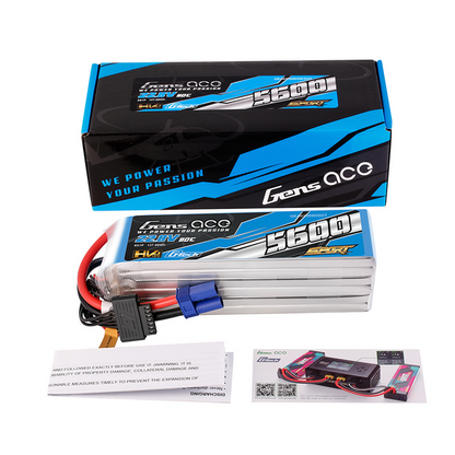 Gens ace Sport G-Tech HV 5600mAh 6S1P 80C 22.8V Lipo Battery Pack with EC5 Plug