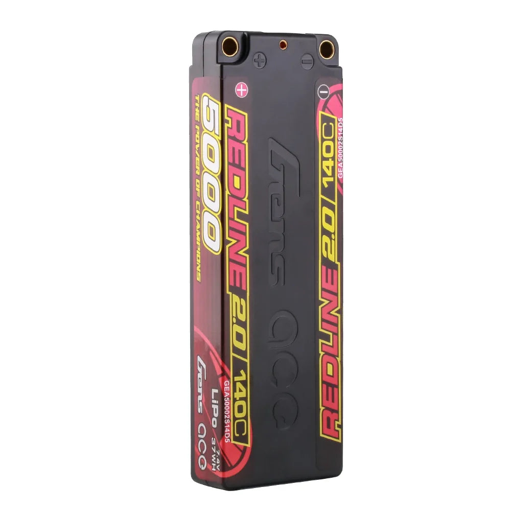 Gens ace 5000mAh 2S 140C 7.4V Lipo Battery | 5.0mm bullet | Redline 2.0