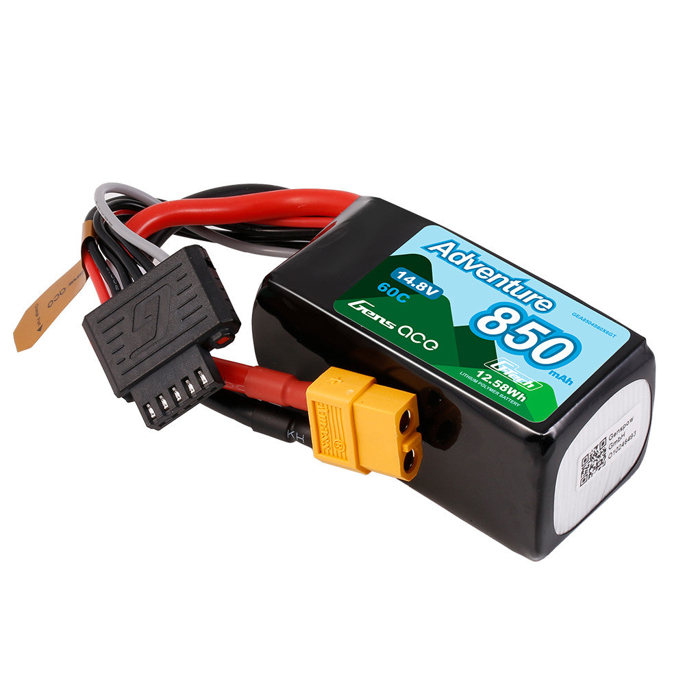 Gens ace 850mAh 4S 14.8V 60C Adventure Series Lipo Battery Pack with XT60 Plug