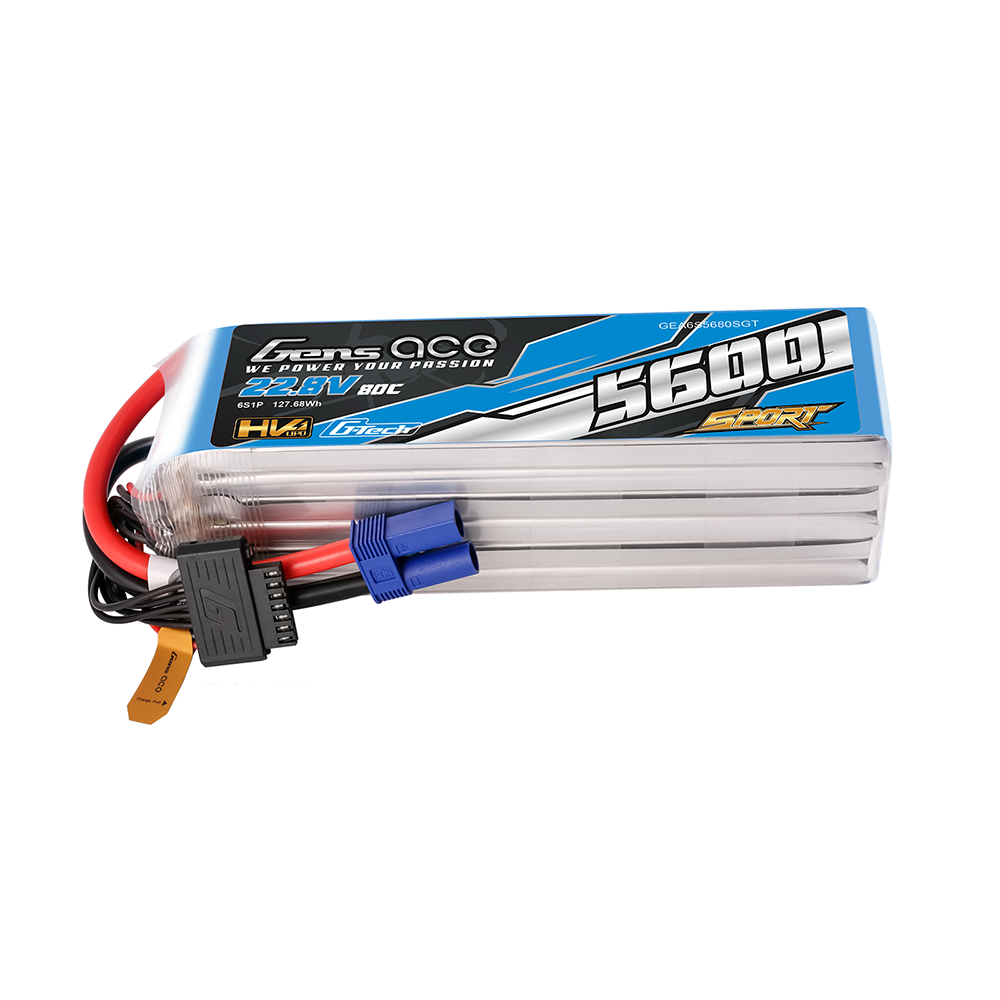Gens ace Sport G-Tech HV 5600mAh 6S1P 80C 22.8V Lipo Battery Pack with EC5 Plug