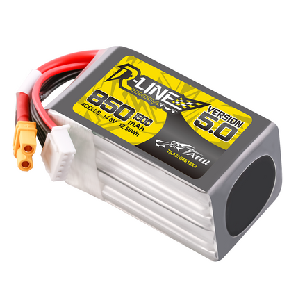 Tattu R-Line Version 5.0 850mAh 4S 150C 14.8V Lipo Battery Pack with XT30U-F Plug