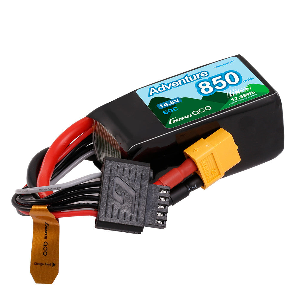 Gens ace 850mAh 4S 14.8V 60C Adventure Series Lipo Battery Pack with XT60 Plug