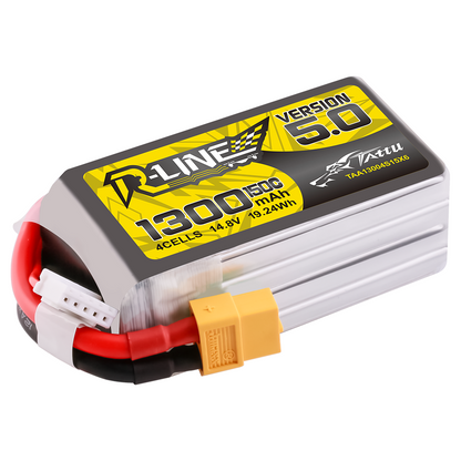 Tattu R-Line Version 5.0 1300mAh 4S 14.8V 150C Lipo Battery Pack with XT60 Plug