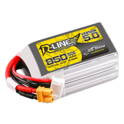 Tattu R-Line Version 5.0 850mAh 4S 150C 14.8V Lipo Battery Pack with XT30U-F Plug
