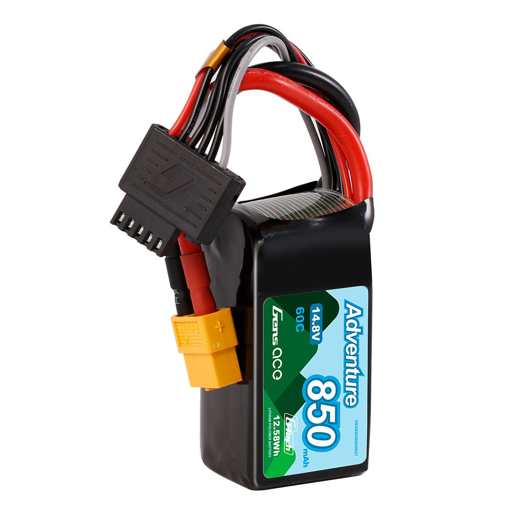 Gens ace 850mAh 4S 14.8V 60C Adventure Series Lipo Battery Pack with XT60 Plug