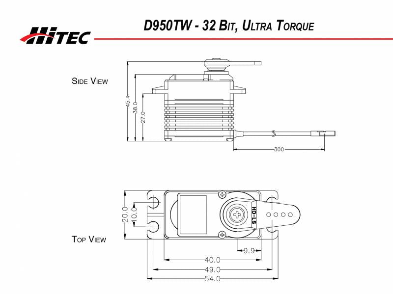 Hitec D950TW 32-Bit, Ultra Torque, Titanium Gear Servo
