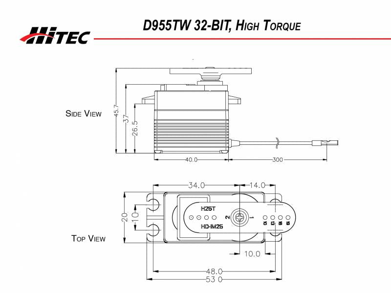 Hitec D955TW 32-Bit, High Torque, Titanium Gear Servo