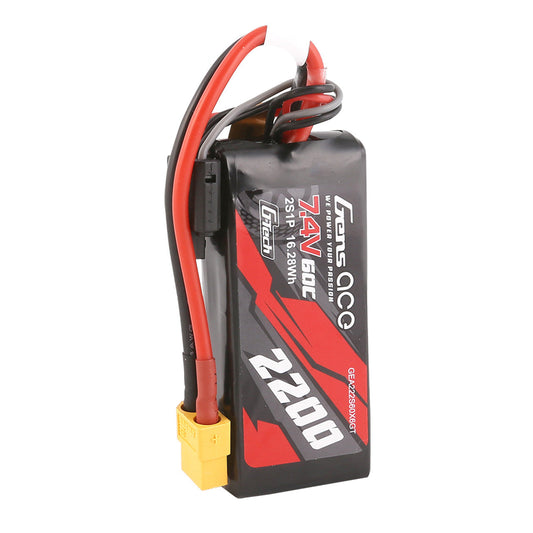 Gens ace 2200mah 2S 60C 7.4V G-Tech Lipo Battery Pack with XT60 Plug