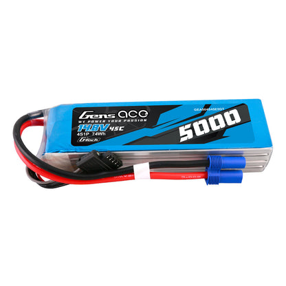 Gens Ace 5000mAh 4s 45C 14.8V G-Tech Lipo Battery Pack With EC5 Plug