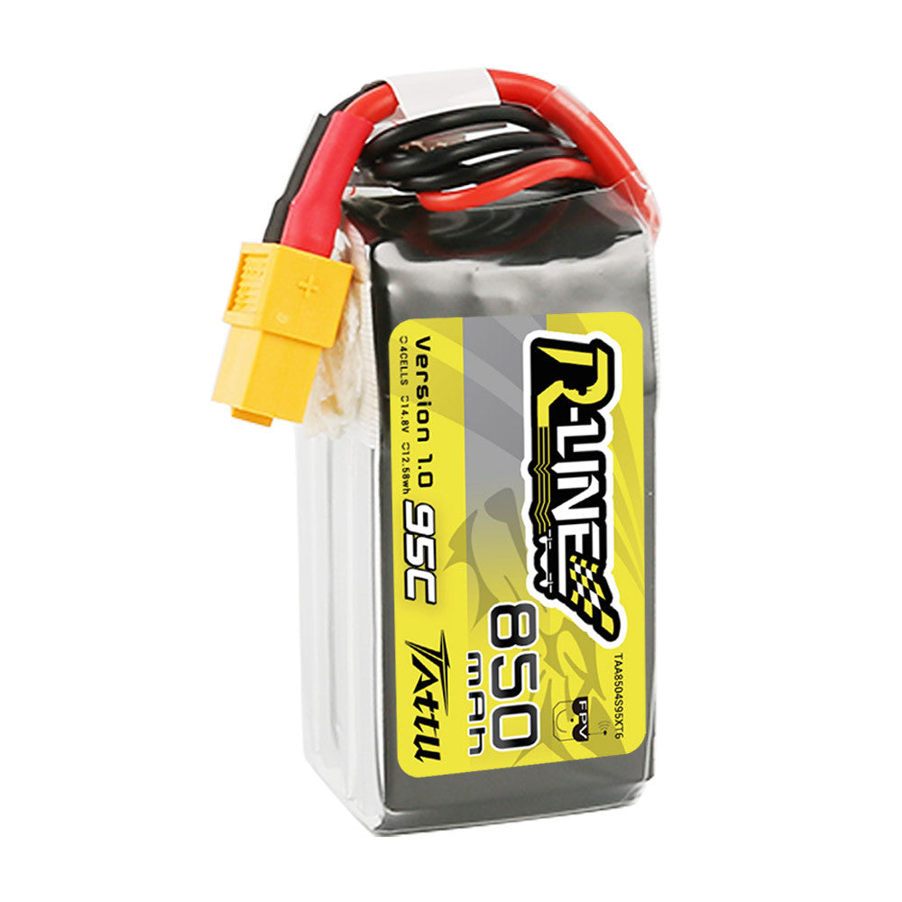Tattu 850mAh 4s 95C 14.8V R-Line Lipo Battery Pack with XT60 Plug
