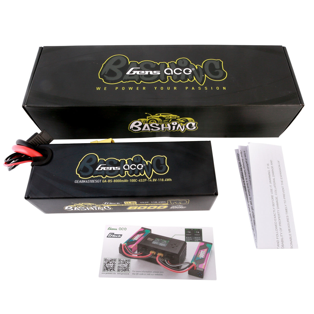 Gens ace 4S2P 8000mah 100C 14.8v Bashing Pro G-tech Lipo Battery Pack with EC5 Plug for Arrma