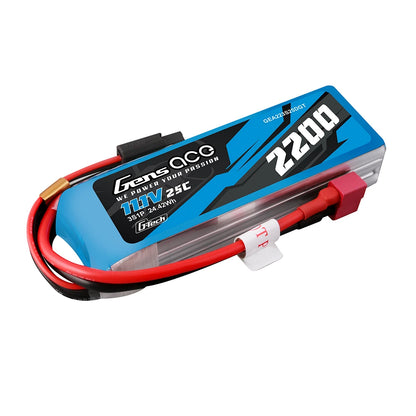 Gens ace 2200mAh 3S 25C 11.1V G-tech Lipo Battery Pack with Deans Plug