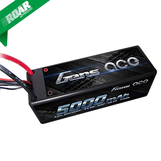 Gens ace 5000mAh 4s 50C 14.8V HardCase Lipo Battery 14# with Deans Plug