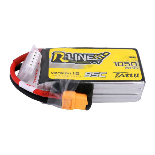 Tattu 1050mAh 4s 95C 14.8v R-Line Lipo Battery Pack with XT60 Plug