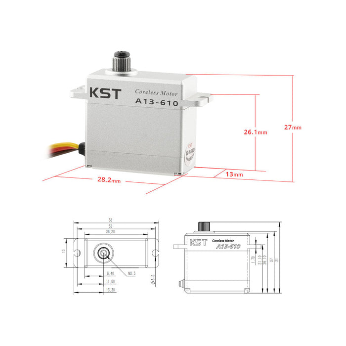 KST A13-610 Digital Servo 8.4V 0.10s 9kg.cm 124oz.in