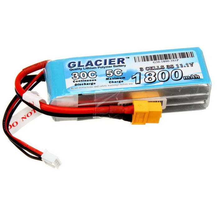 Glacier 30C 1800mAh 3S 11.1V LiPo Battery Now with XT60