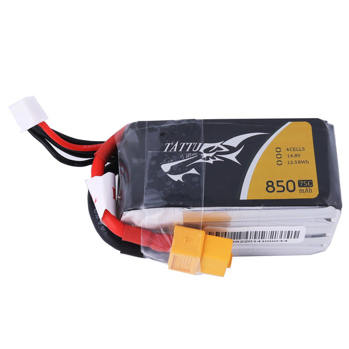 Tattu 850mAh 14.8V 75C 4S1P Lipo Battery Pack with XT60 Plug