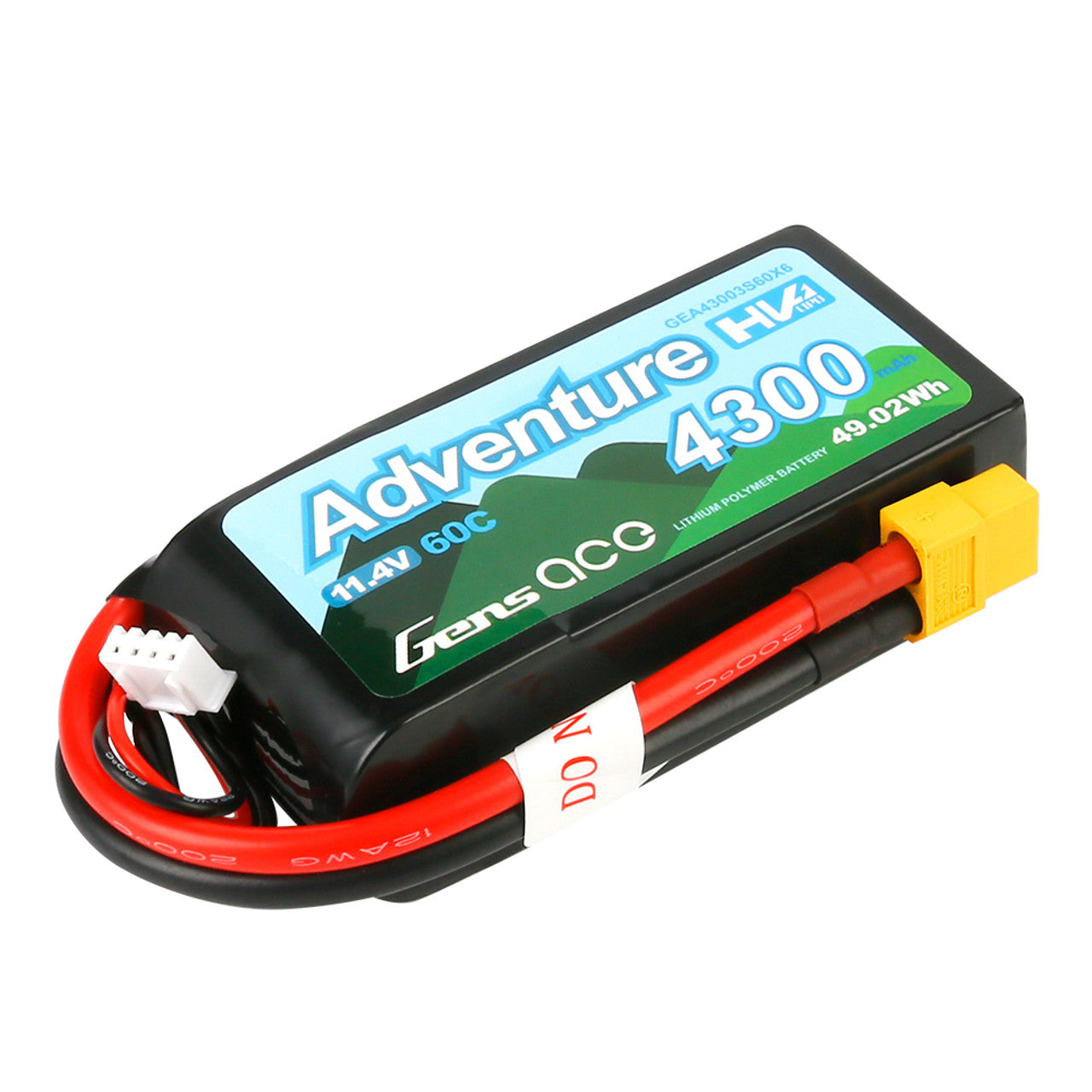 Gens Ace Adventure High Voltage 4300mAh 3S1P 11.4V 50C Lipo Battery with XT60 Plug