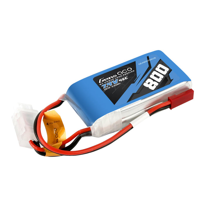 Gens Ace 800mAh 2S 7.4V 45C Lipo Battery Pack With JST-SYP Plug