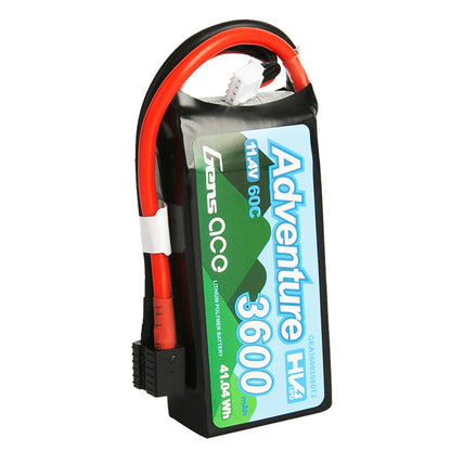Gens Ace Adventure High Voltage 3600mAh 3S1P 11.4V 60C Lipo Battery With Deans And XT60 Adapter