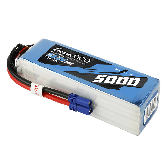 Gens ace 5000mAh 22.2V 60C 6S1P Lipo Battery Pack with EC5 plug