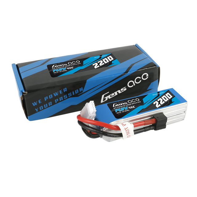 Gens Ace 2200mAh 11.1V 3S1P 25C Lipo Battery Pack With EC3, Deans And XT60 Adapter For RC Plane