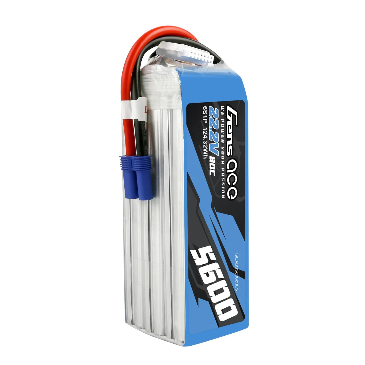 Gens ace 22.2V 80C 6S 5600mah Lipo Battery Pack with EC5 Plug