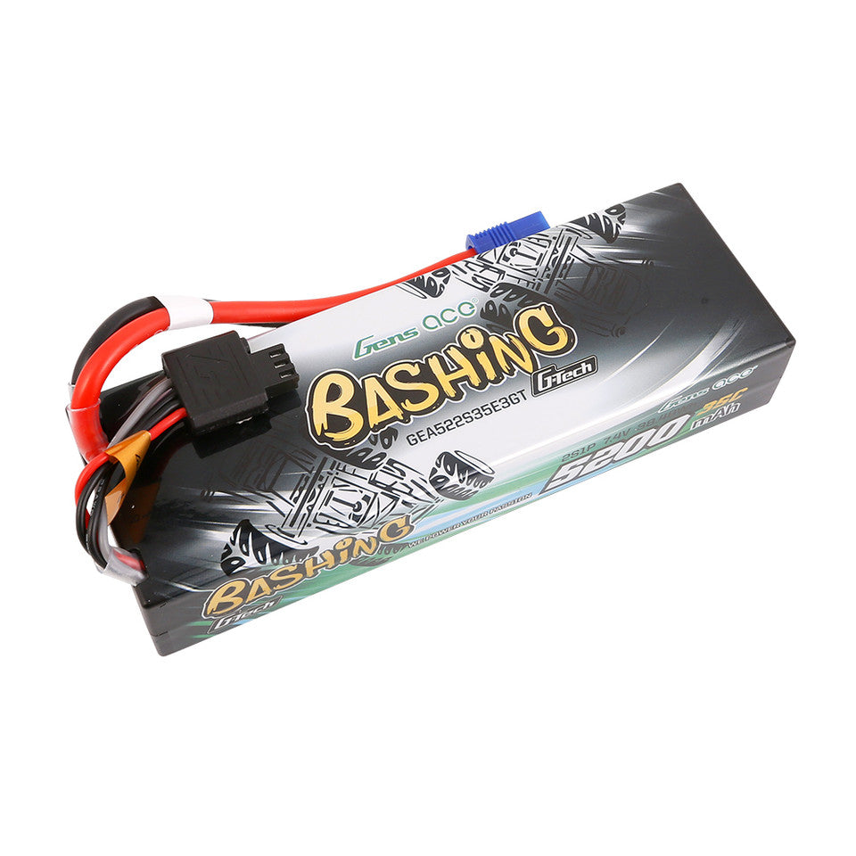 Gens Ace G-Tech Bashing Series 5200mAh 7.4V 2S1P 35C Car Lipo Battery Pack Hardcase 24# With EC3 Plug