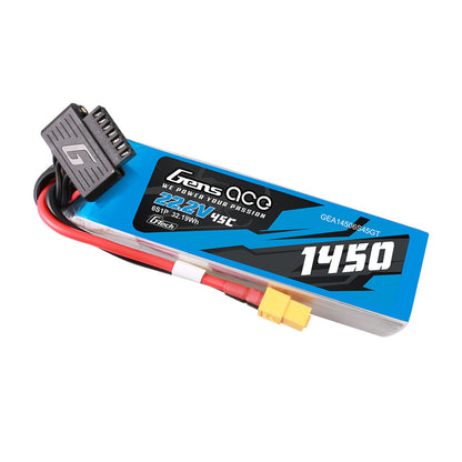Gens Ace 1450mAh 22.2V 45C 6S1P G-Tech Lipo Battery Pack With XT60 Plug