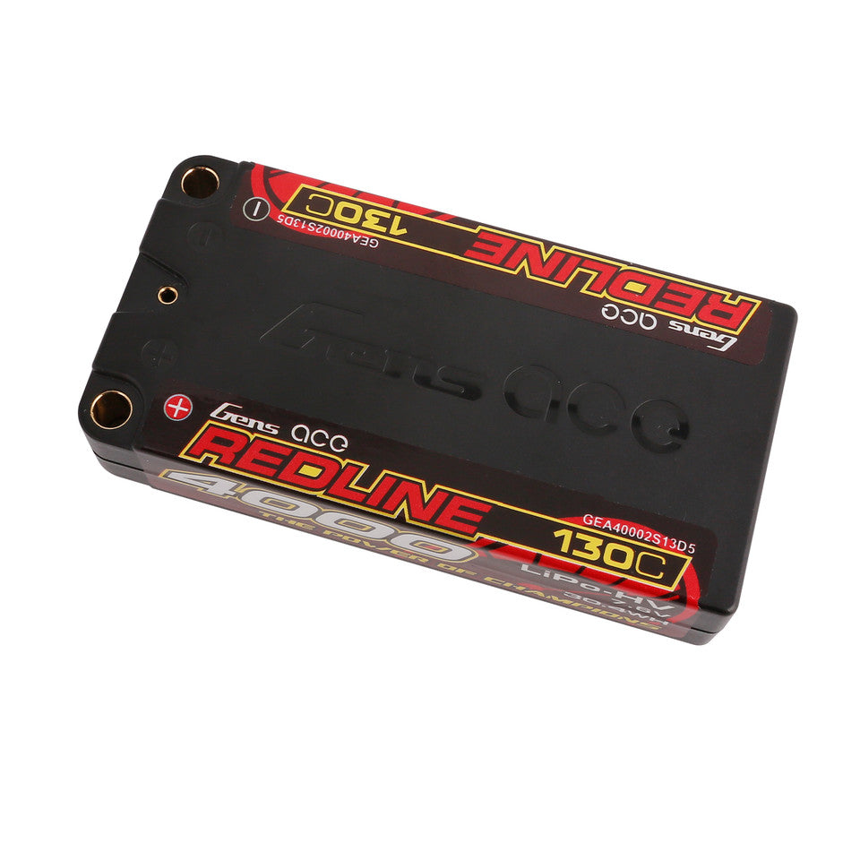 Gens Ace Redline Series 4000mAh 7.6V 130C 2S1P HardCase 65# HV Lipo Battery With 5.0mm Bullet LCG