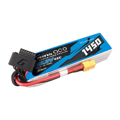 Gens Ace 1450mAh 22.2V 45C 6S1P G-Tech Lipo Battery Pack With XT60 Plug