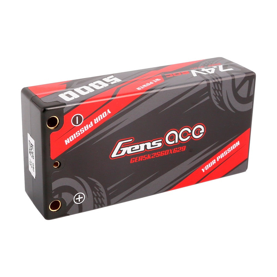 Gens Ace 5000mAh 7.4V 2S2P 60C HardCase Lipo Battery 29# With 4.0mm Bullet To XT60 Plug