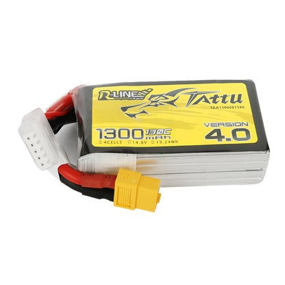 Tattu R-Line Version 4.0 1300mAh 14.8V 130C 4S1P Lipo Battery Pack With XT60 Plug