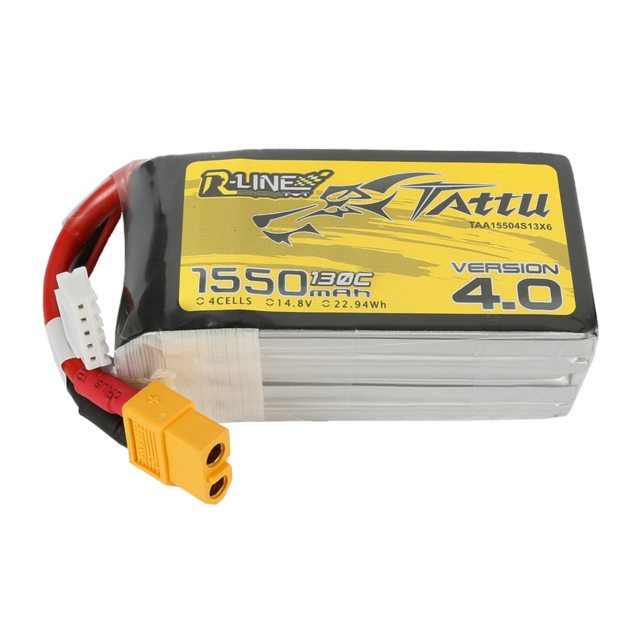 Tattu R-Line Version 4.0 1550mAh 14.8V 130C 4S1P Lipo Battery Pack With XT60 Plug