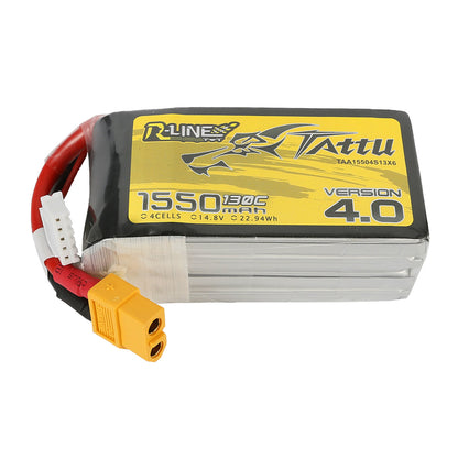 Tattu R-Line Version 4.0 1550mAh 14.8V 130C 4S1P Lipo Battery Pack With XT60 Plug