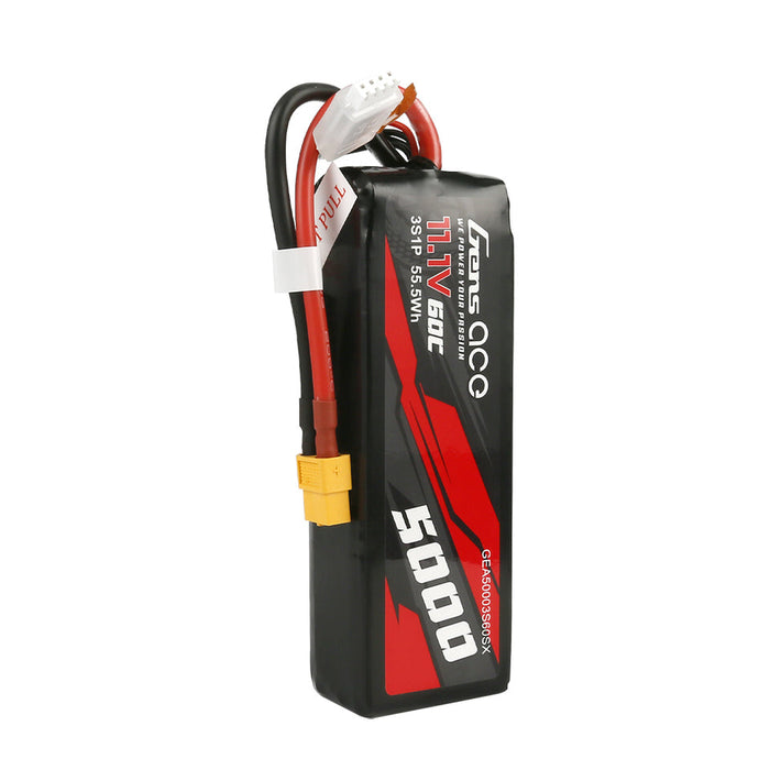 Gens Ace 5000mAh 11.1V 60C 3S1P Short-Size Lipo Battery Pack With XT60 Plug