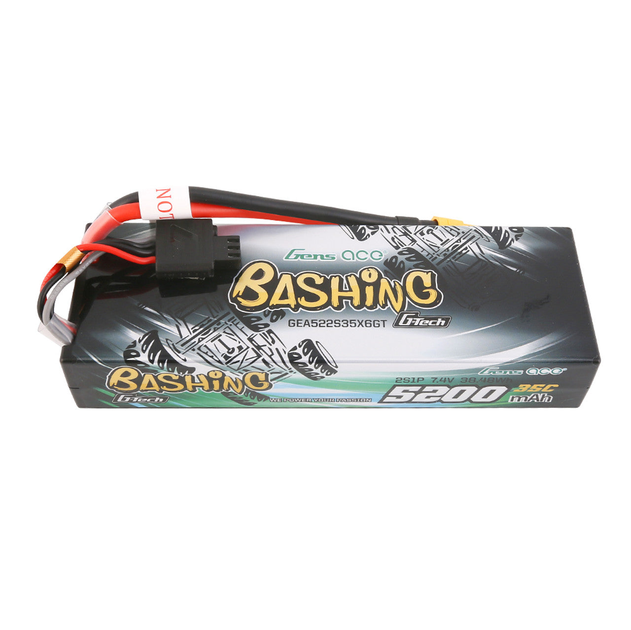 Gens Ace G-Tech Bashing Series 5200mAh 7.4V 2S1P 35C Car Lipo Battery Pack Hardcase 24# With XT60 Plug